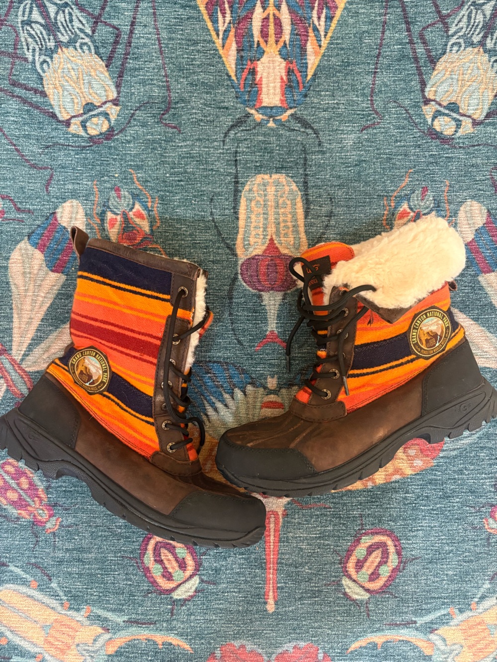 Pendleton x UGG Grand Canyon Men’s Orange and Navy Striped Winter Butte Boot 8.5